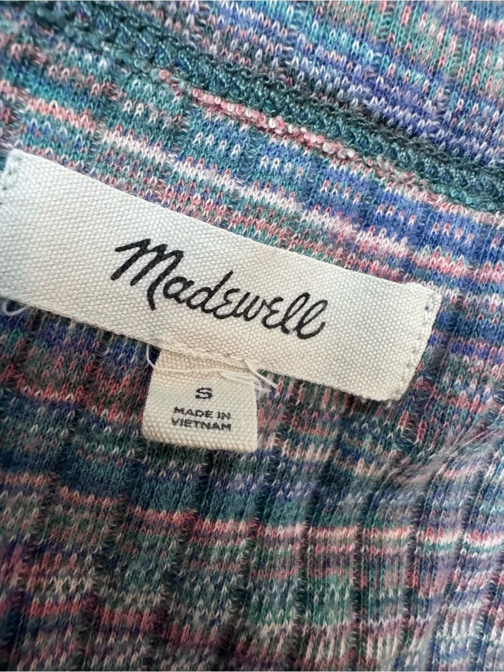 Madewell Cropped Space Dye Tee V-Neck Ribbed Multicolor Small